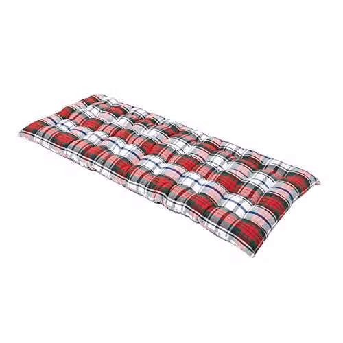 Homescapes Red Tartan 2 Seater Garden Bench Cushion, 108 cm Wide, 100% Cotton