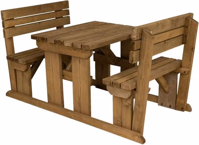 Arbor Garden Solutions Alder Wooden Picnic Bench and Table Set in Rustic Brown
