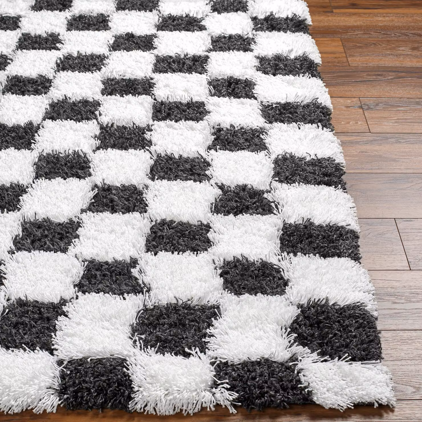 Livabliss Urban Checkerboard Plush Pile Living Room Rug in Yellow, Black, Beige and Pink, W: 160 cm, D: 220 cm – 4