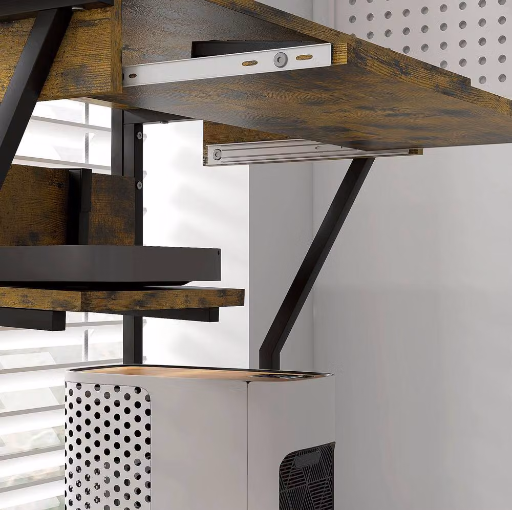 STILVORA Brown Computer Desk with Storage and Sliding Keyboard Tray – 7