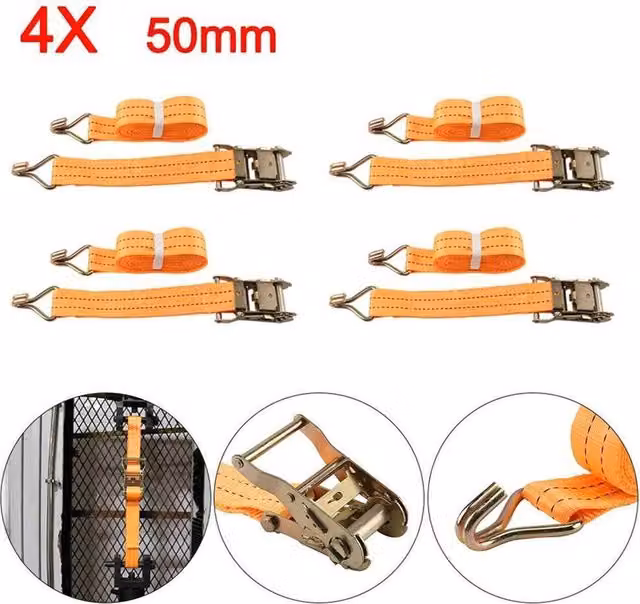 EONLION 4-Pack Heavy Duty Ratchet Tie Down Straps in Orange