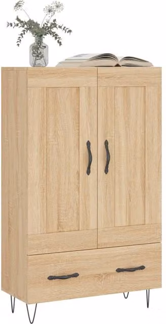 Berkfield Home Sonoma Oak Highboard in Brown, W/D/H: 69.5 x 31 x 115 cm