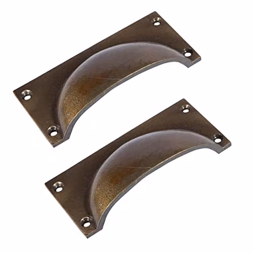 Hammer and Tongs Gold Shell Rectangular Cabinet Drawer Pulls, Pack of 2