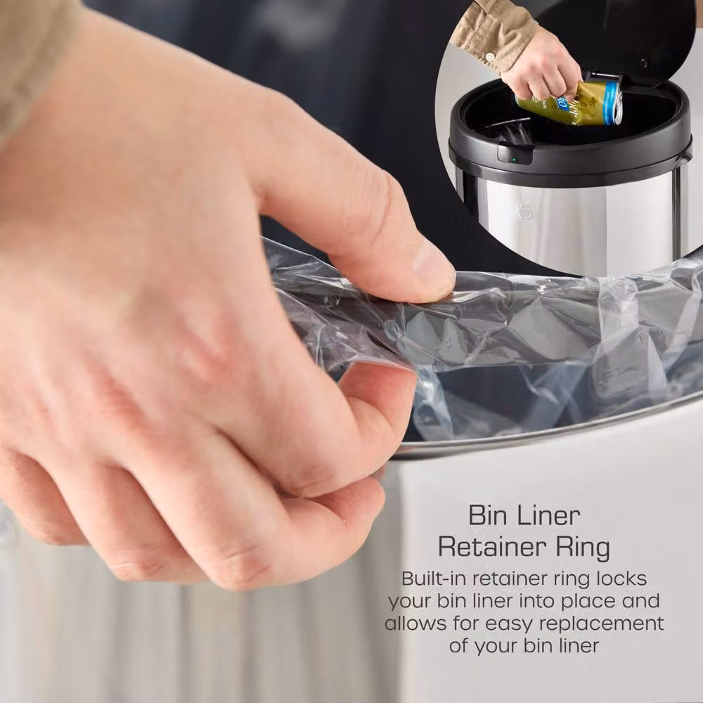 Swan 50L Round Sensor Bin in Black Stainless Steel – 4
