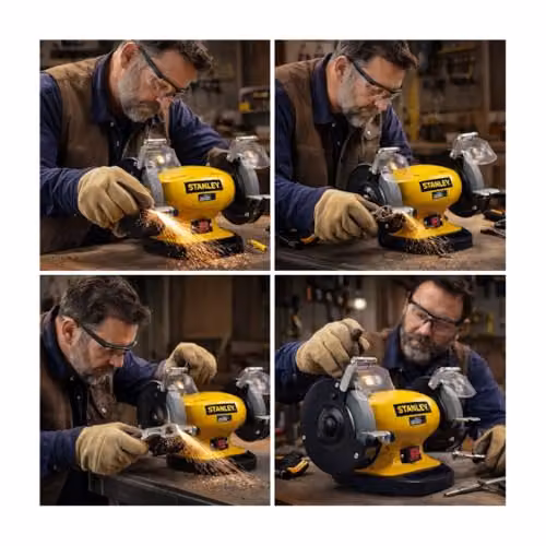 Stanley Bench Grinder in Yellow with 330W Motor and 2 Grinding Wheels – 2