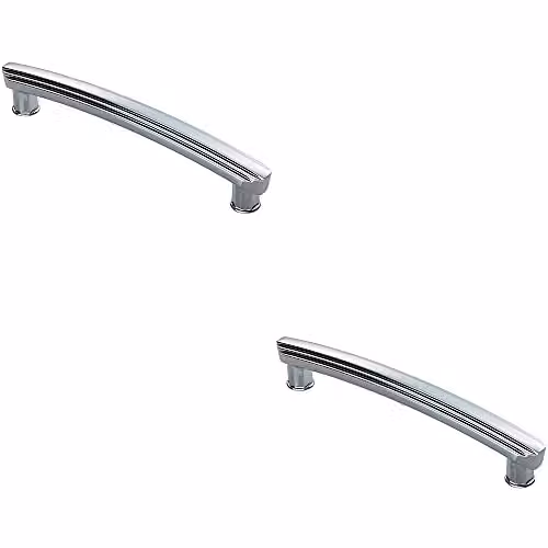 Loops 2 Pack Ridge Design Curved Bow Cabinet Pull Handles in Polished Chrome, 160mm Fixing Centres
