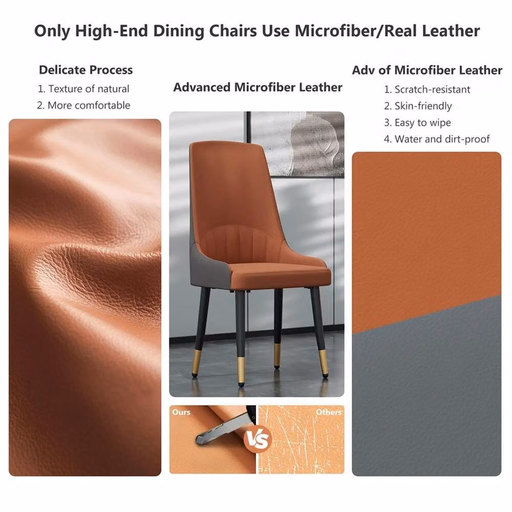 VOGREX Set of 2 Modern Dining Chairs with Padded Synthetic Leather Seats and Metal Legs – 2