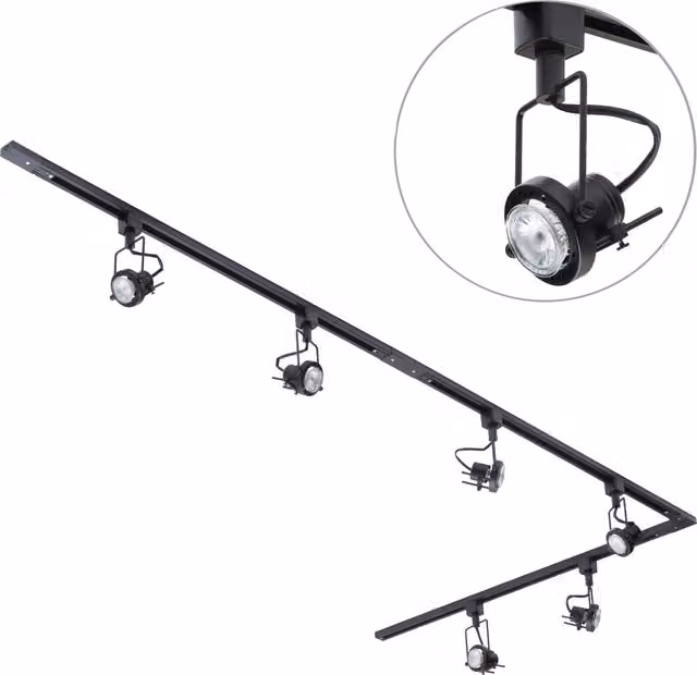 Litecraft Greenwich L-Shape Track Light Kit with LED Spotlight Heads, Black
