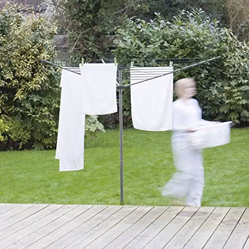Addis 35m 3 Arm Rotary Washing Line in Grey with Ground Spike and Tension Adjustment – 3
