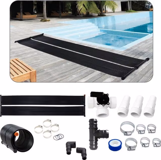 AREBOS Black Solar Pool Heating Collector, W/D/H: 300 x 66 x 66 cm