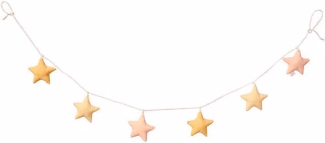 Dear April Stella Garland Stars in Multicolour, Pink and Yellow Textile Hanging Decoration for Kids