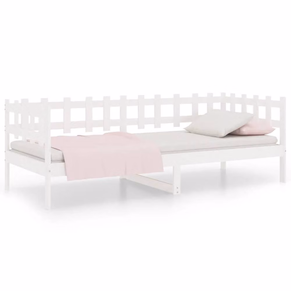 Berkfield Home White Lacquered Solid Pine Day Bed, W/D/H: 90 x 190 cm – 2