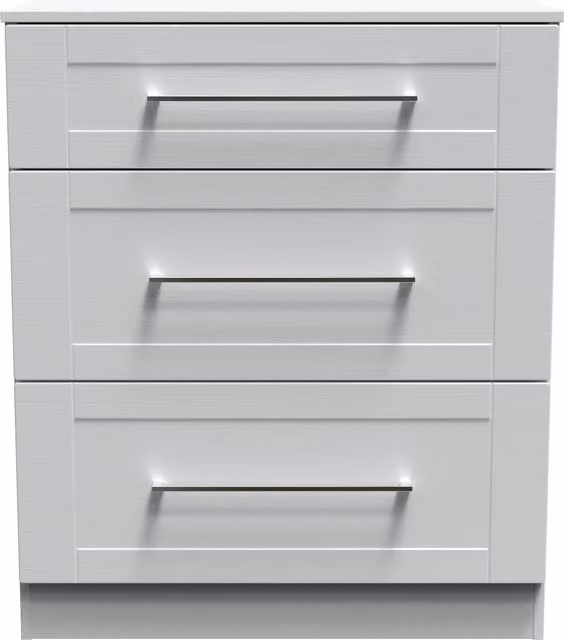 2 U Ripon Ready Assembled 3 Drawer Deep Chest in Light Grey