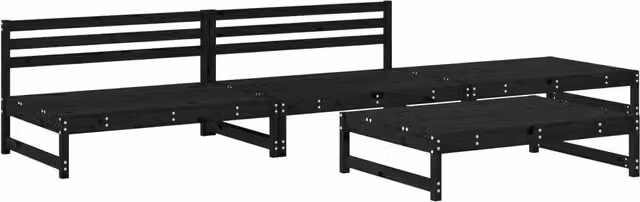 Berkfield Home 4 Piece Black Solid Pine Wood Garden Lounge Set