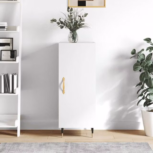 Berkfield Home Modern High Gloss White Sideboard, W/D/H: 34.5 x 34.5 x 90 cm – 1