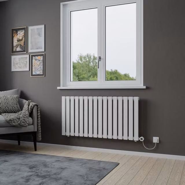 Agadon Lola Horizontal Electric Designer Radiator in White with WiFi and App Control