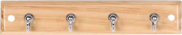Decorails Pine Key Tidy with Four Chrome Hooks in Brown and Silver