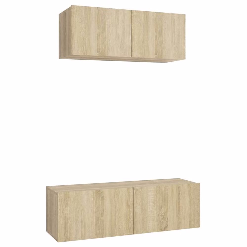 Berkfield Home Practical 2 Piece TV Cabinet Set in Sonoma Oak and Light Tan Beige Engineered Wood – 2