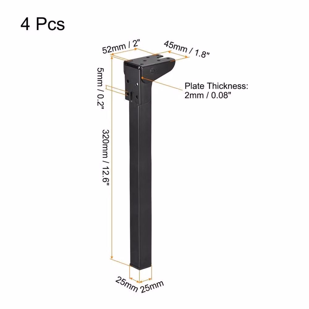 Nordara Set of 4 Matt Black Metal Foldable Table Legs, Height: 32 cm – 2