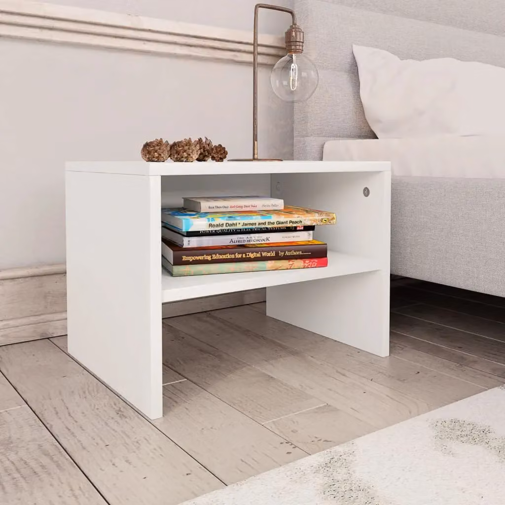 Berkfield Home Set of 2 White Bedside Cabinets in Engineered Wood W/D/H: 40 x 30 x 30 cm – 2
