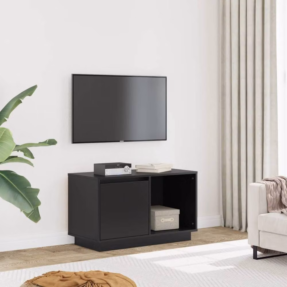 Berkfield Home Rustic Black Solid Wood Pine TV Cabinet W/D/H: 74 x 35 x 44 cm – 2