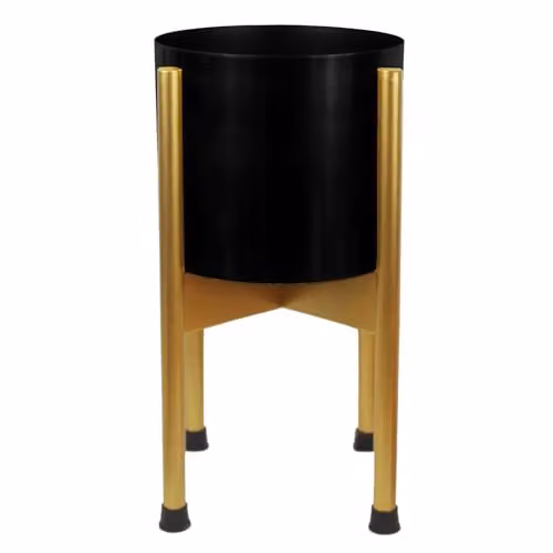 Botanik Premium Metal Tabletop Planters in Black and Gold with Rustic Finish – 2