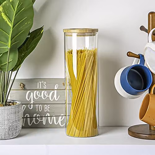 Argon Tableware Scandi Airtight Glass Storage Jar with Wooden Lid, 2 l, Transparent – 2
