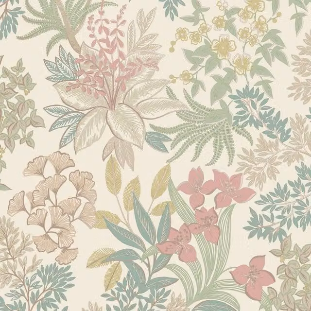 Holden Décor Full Bloom Botanical Floral Wallpaper in Beige and Multicolour