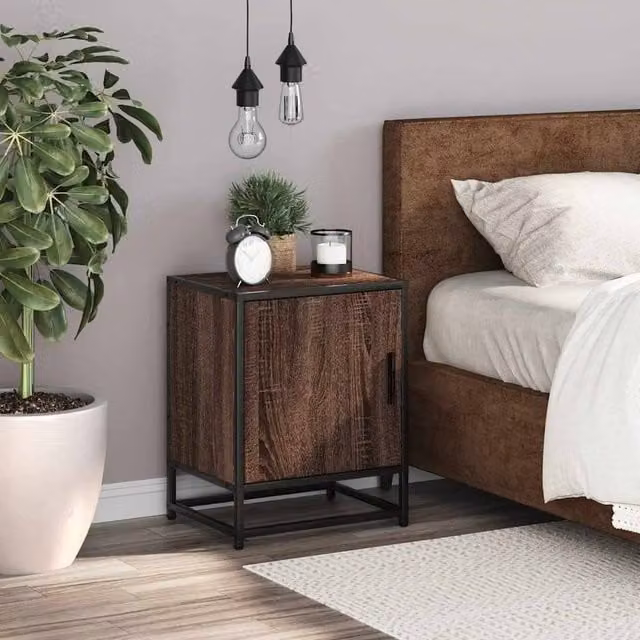 Berkfield Home Elegant Bedside Cabinet in Brown Oak, W/D/H: 40 x 31 x 50 cm