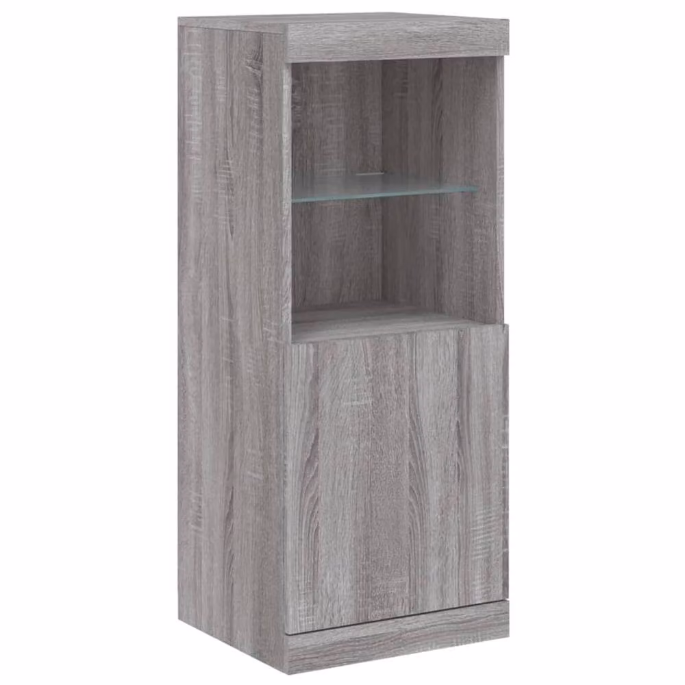 Berkfield Home Set of 3 Grey Sonoma Modern Sideboards with Integrated LED Lighting and Matt Wood Finish – 3