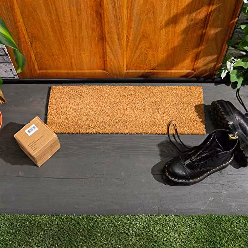 Nicola Spring Classic Coir Step Mat in Brown and Black, W: 60 cm, D: 20 cm, H: 1.5 cm – 2