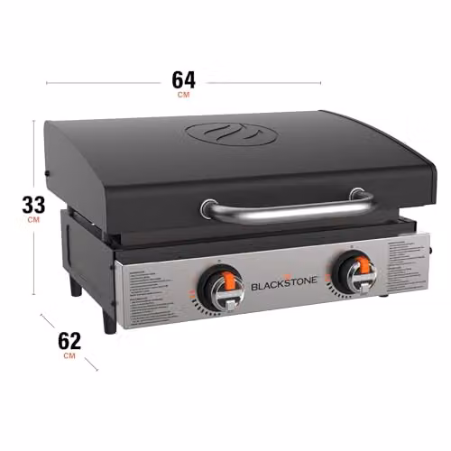 Blackstone 2144 22" (56 cm) Tabletop Gas Griddle BBQ with Hood in Stainless Steel and Black/Grey – 2