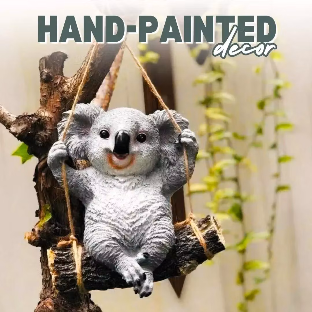 Marco Paul Swinging Koala Bear Resin Garden Ornament in Grey – 4