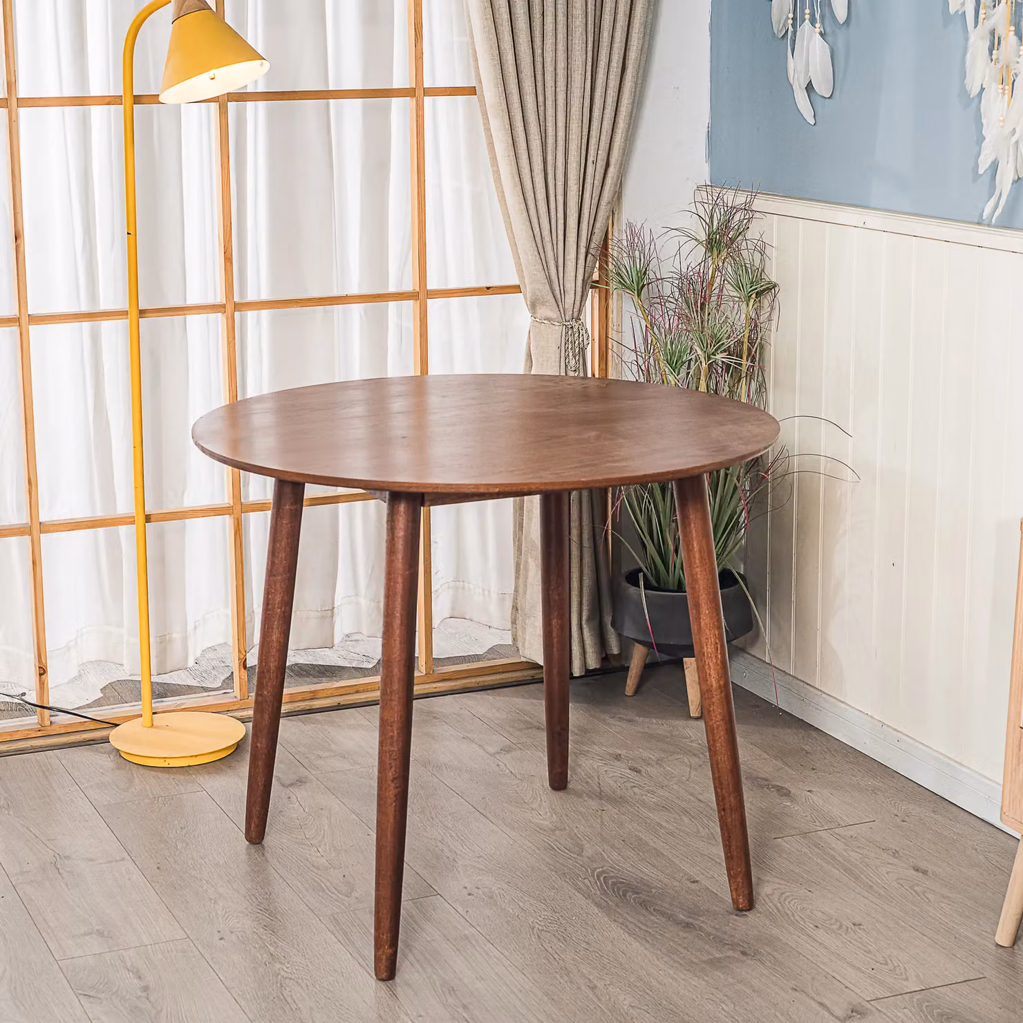 Nordlys Round Scandinavian Design Wood Dining Table in Walnut Brown – 2