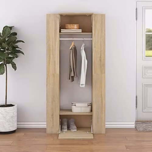 vidaXL Set of 2 Modern Wall-Mounted Hallway Cabinets in Brown MDF – 2