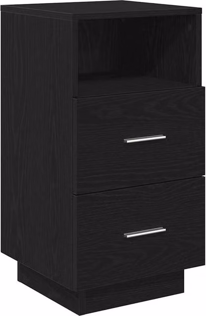 Berkfield Home Modern Black Bedside Cabinet with 2 Drawers W/D/H: 36 x 36 x 68 cm