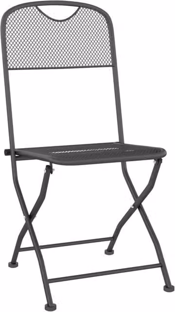 Berkfield Home Modern Folding Garden Chairs, 2 Pack, Anthracite Grey Metal Mesh, H 86 x W 40 x D 40 cm