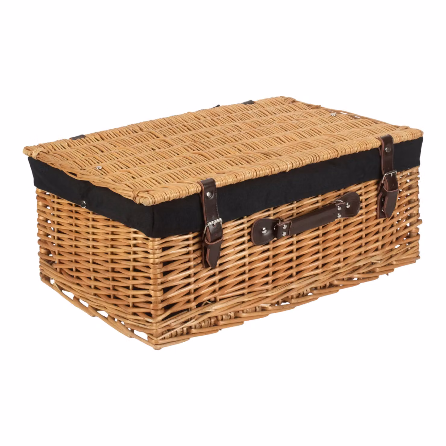 Red Hamper Wicker Picnic Basket with Black Cotton Lining – 2