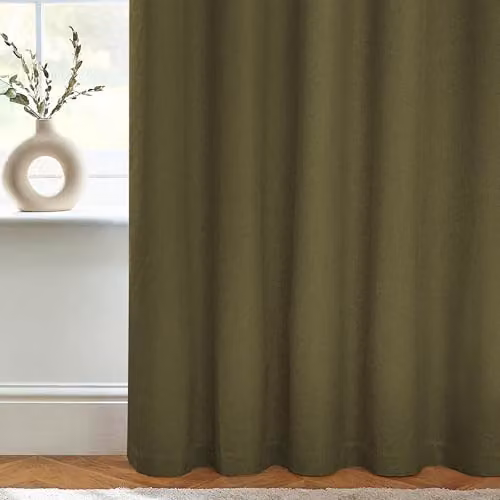 Furn Dawn Textured Blackout Eyelet Curtains in Green, W/D/H: 229 x 229 cm – 4
