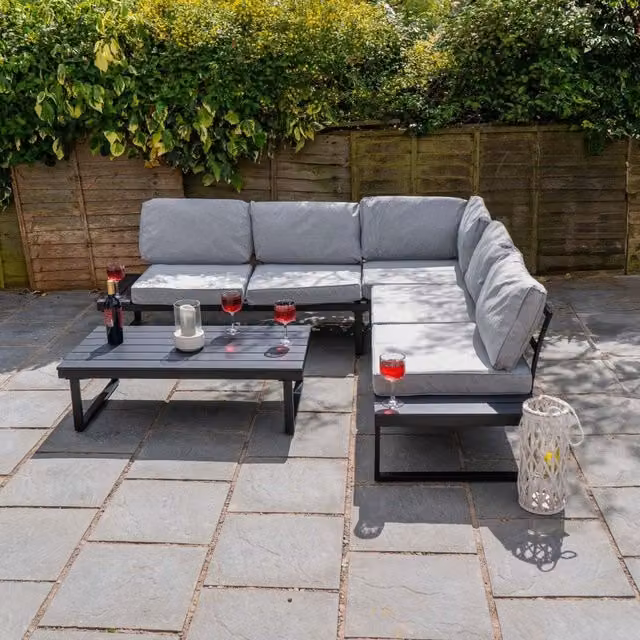 Jack Stonehouse Modern Grey Metal Garden Sofa Set with Cushions