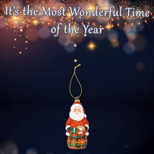 VFM e-Store Glitter Santa with Sack Christmas Tree Decoration, Red, H 14 x W 6 x D 6 cm – 3