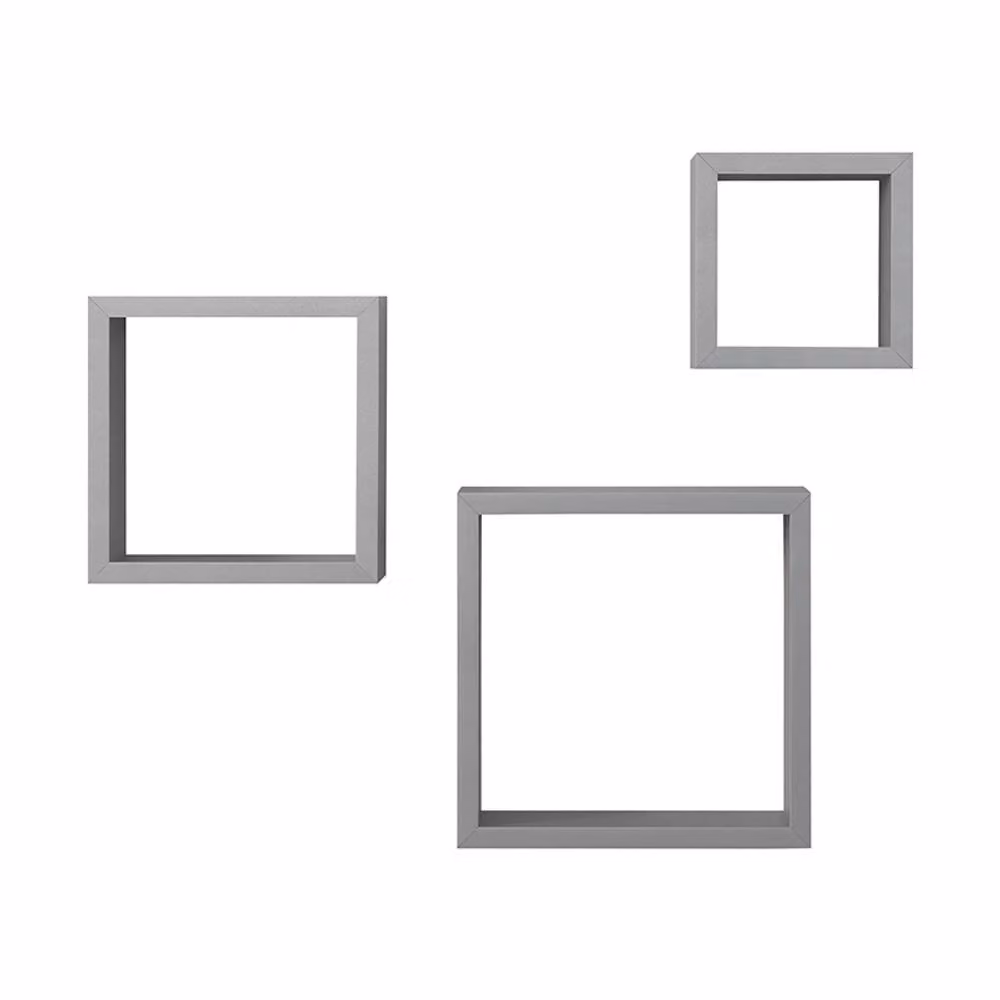 SPOT ON DEALZ Cali Set of 3 Wall Mounted Floating Cube Shelves in White and Grey – 2