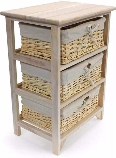FORGEVIO 3 Tier Wooden Storage Cabinet Rack in Beige, Width: 50 cm