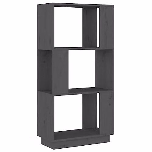 vidaXL Book Cabinet and Room Divider in Grey Solid Pine Wood, W: 51 cm, D: 25 cm, H: 101 cm