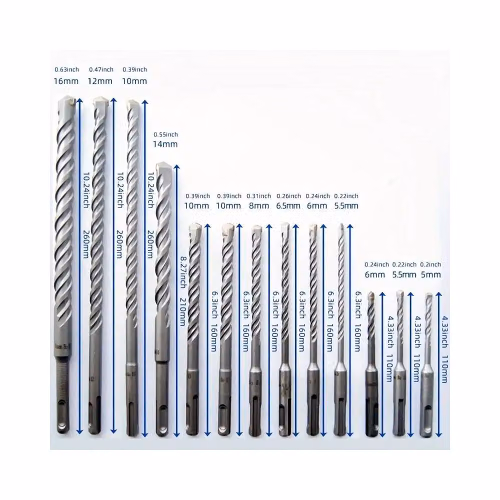 SPETLEK 17-Piece SDS Plus Rotary Hammer Drill Bit and Flat Chisel Set in Blue and Silver, W/D/H: 1000 x 52 x 52 cm – 2
