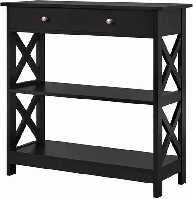 KORVIXA Modern Black Wooden Versatile Console Table W/D/H: 80 x 30 x 30 cm – 1