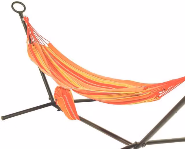Primrose Single Hammock with Powder Coated Steel Stand and Carry Bag in Orange