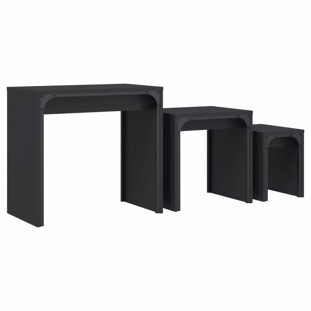 Berkfield Home Nesting Coffee Tables, Set of 3, Black Engineered Wood – 2