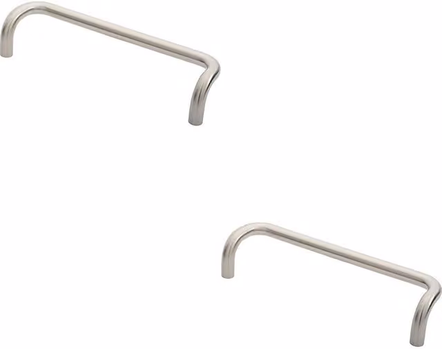 Loops 2-Pack Cranked Door Pull Handles, 19mm Diameter, 300mm Fixing Centres, Brushed Satin Stainless Steel, Silver