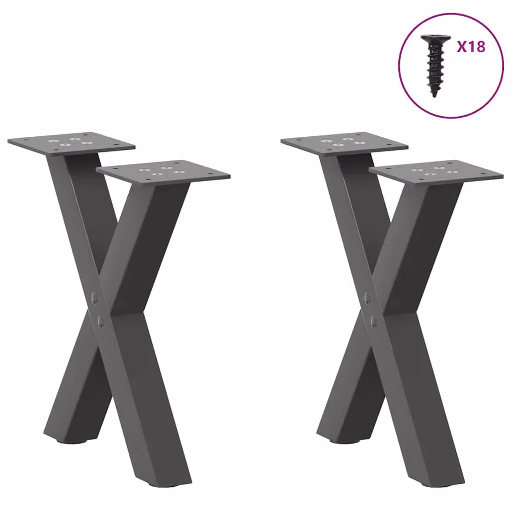 Berkfield Home X-Shaped Coffee Table Legs, 2 Piece Anthracite Steel Set, H 40 cm x W 30.5 cm – 2